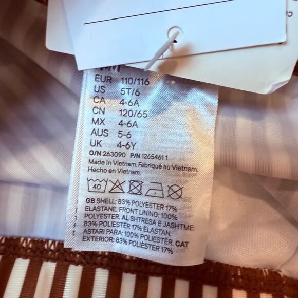 H&M Swim Trunks Euro Shorts Swimsuit Boys 5T 6 Brown White Stripe Retro - Picture 7 of 8